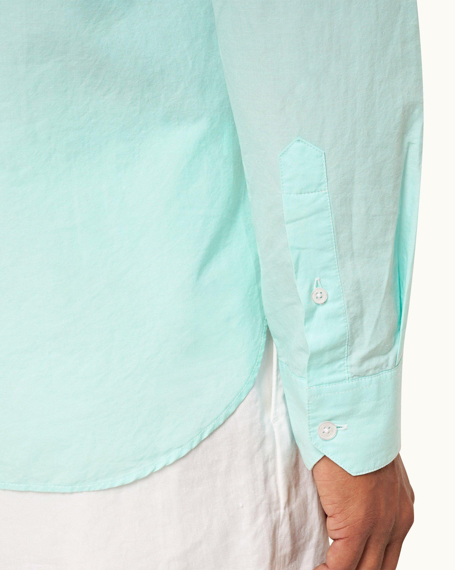 Clear Sky/White Tailored Fit Classic Collar Weft Cotton Shirt | Clear Sky/White