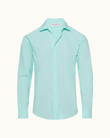 Clear Sky/White Tailored Fit Classic Collar Weft Cotton Shirt | Clear Sky/White