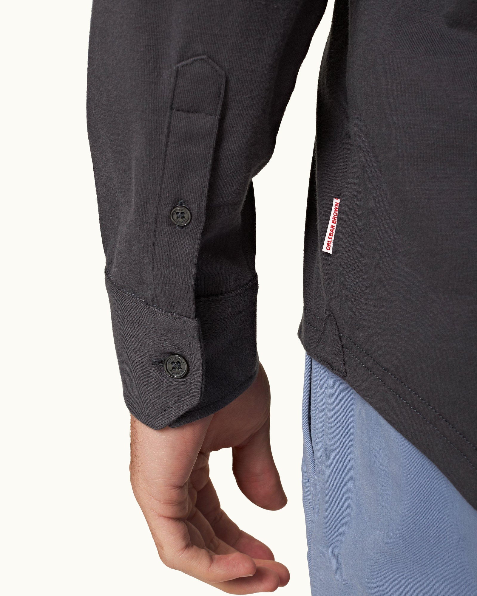 Tailored Fit Classic Collar Cotton-Silk Shirt In Piranha Grey | Piranha Grey