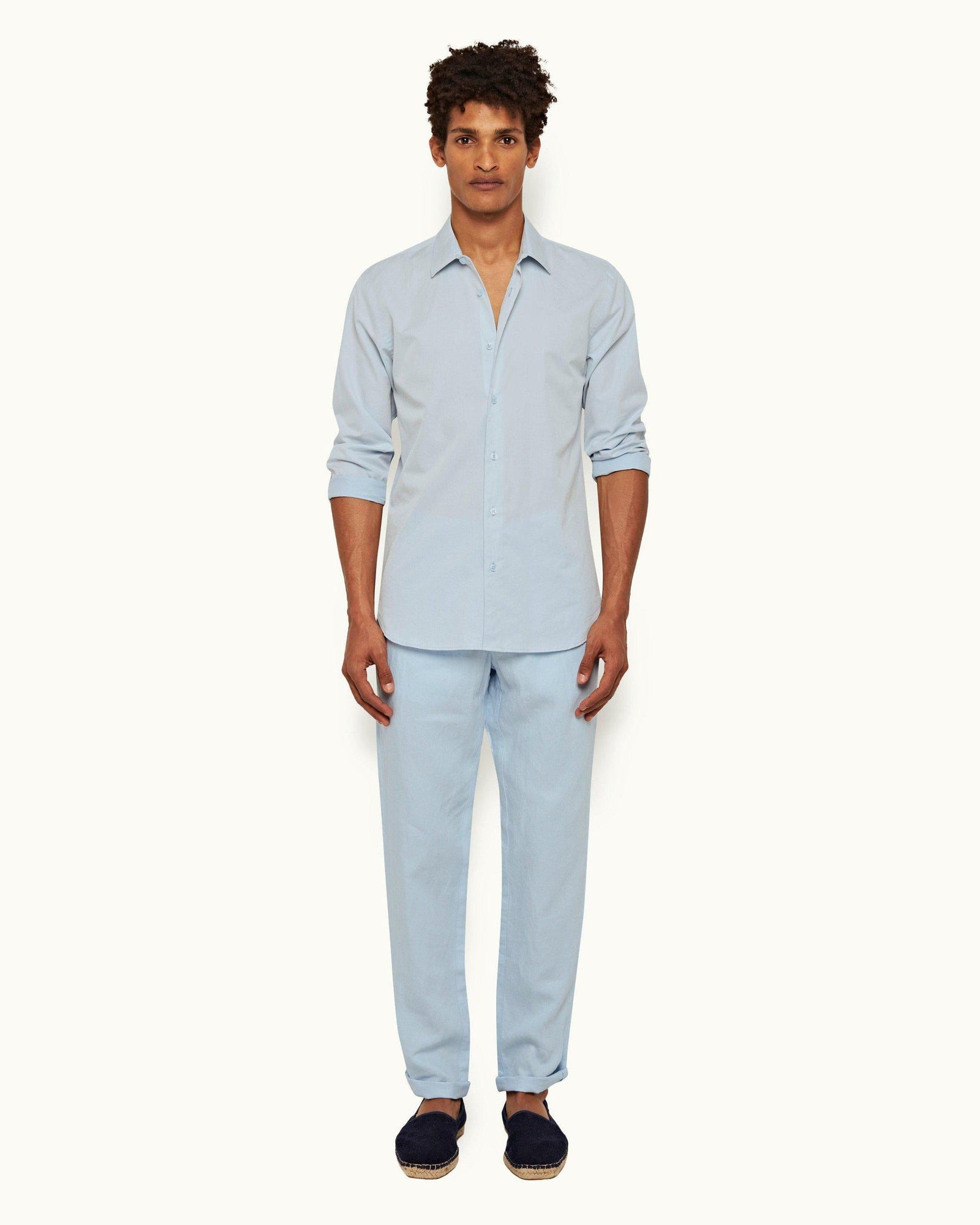 Ice Blue Classic Collar Classic Stripe Shirt | Ice Blue