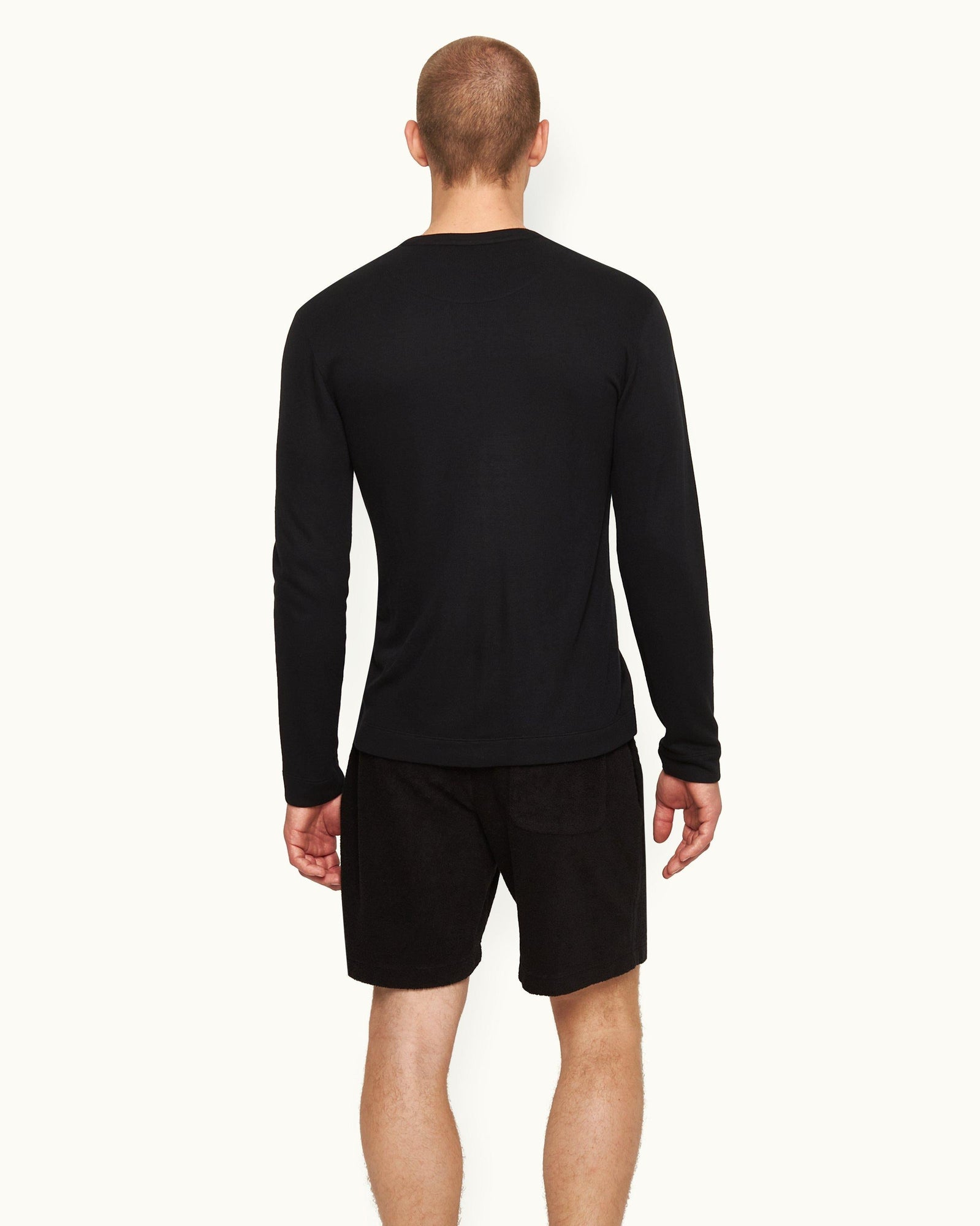 Harrison Cashmere Black Classic Fit Modal-Cashmere T-shirt | Black