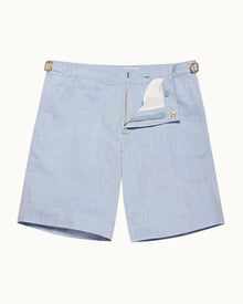 Harrop Light Blue Two-Tone Effect Tailored Fit Cotton-Linen Shorts | Light Blue