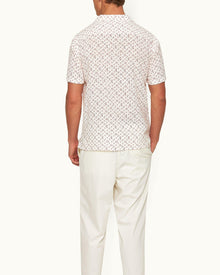 Hibbert White Sand Logo Print Classic Fit Capri Collar Shirt | White Sand