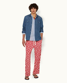 Summer Red/White Sand Cano Geometric Jacquard Relaxed Fit Trousers | Summer Red/White Sand