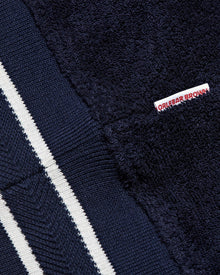 Isar Towelling Navy Funnel Neck Towelling Half-Zip Sweatshirt | Navy