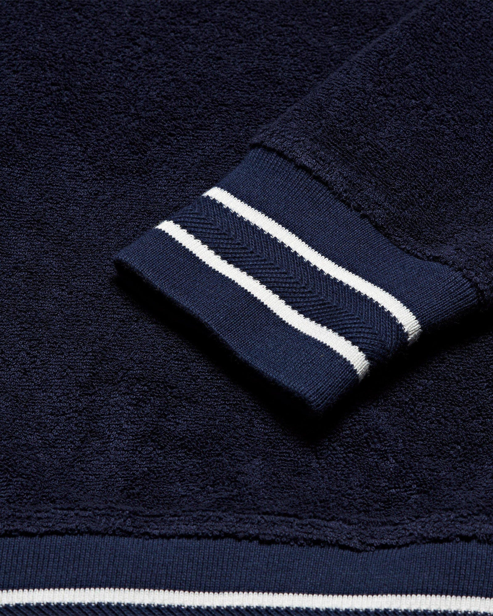 Isar Towelling Navy Funnel Neck Towelling Half-Zip Sweatshirt | Navy