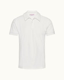 Lorenzo Towelling Cloud Classic Fit Pique Cotton Towelling Polo Shirt | Cloud