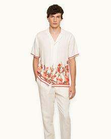 Maitan Blossom Season Print Relaxed Fit Capri Collar Shirt In Red | Red