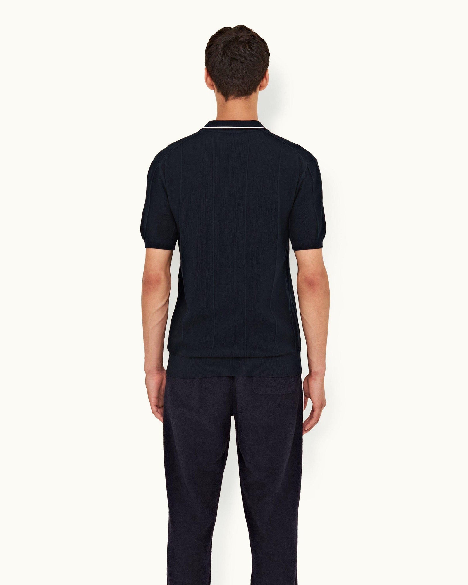 Night Iris Tailored Fit Waffle Towelling Polo Shirt | Night Iris