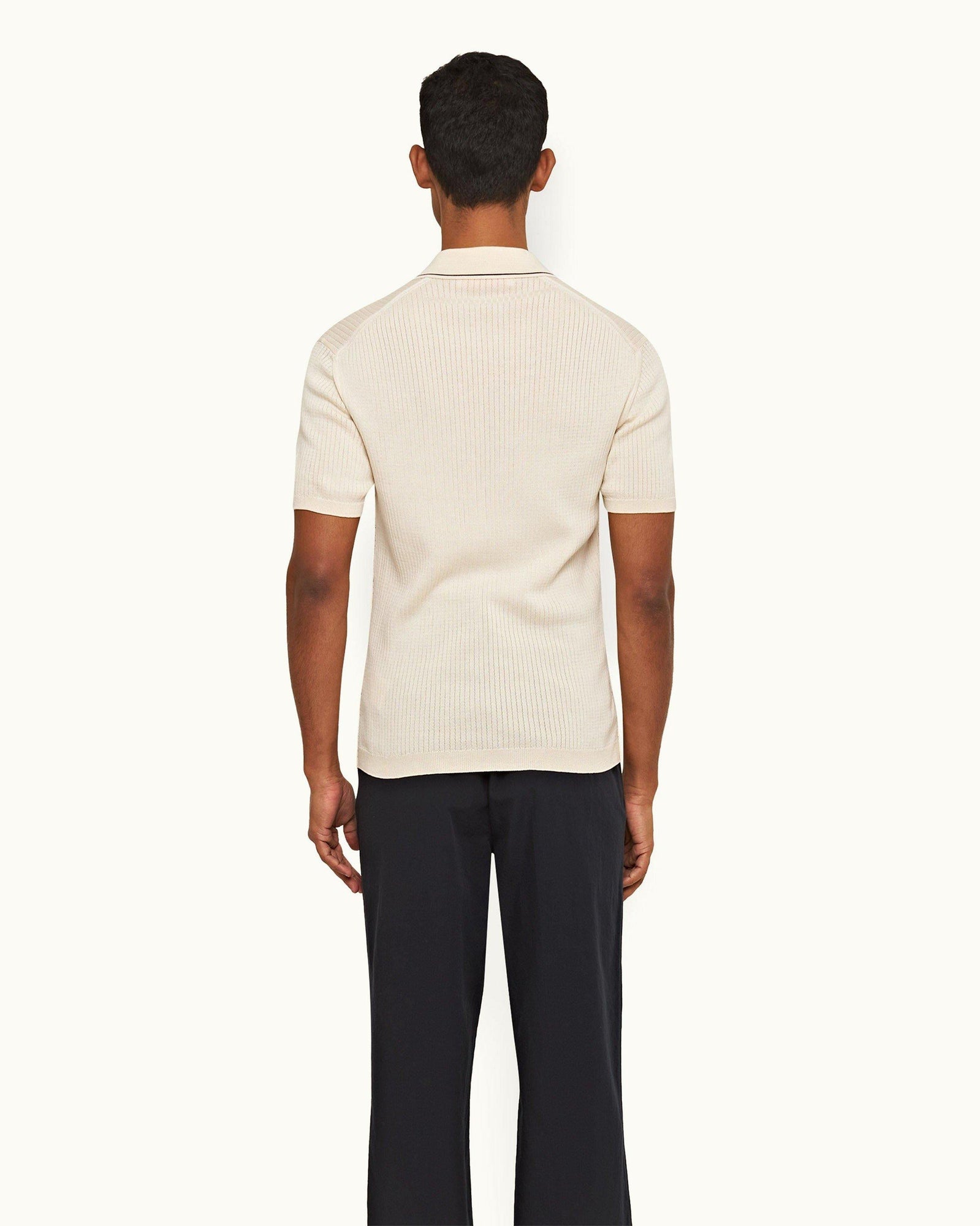 Sea Mist/Truffle Rib Tipping Collar Organic Mercerized Cotton Polo Shirt | Sea Mist/Truffle