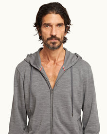 Grey Melange Smart Merino Zip-Thru Hooded Sweatshirt | Grey Melange