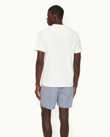 Montrose Classic Fit 3-Button Placket Cotton-Linen T-Shirt in Thasos Beach colour | Thasos Beach