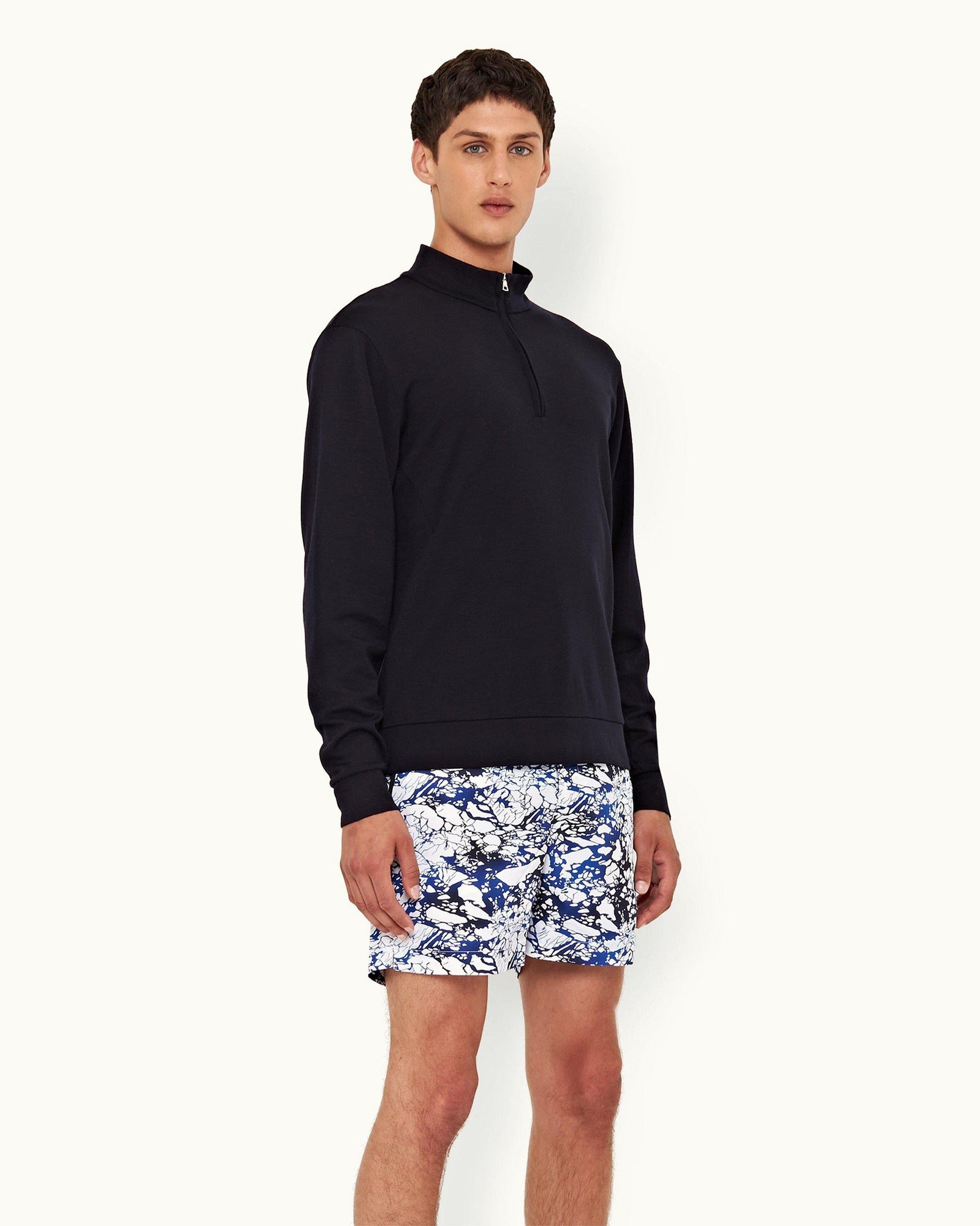 Night Iris Half-Zip Merino Jersey Pullover | Night Iris