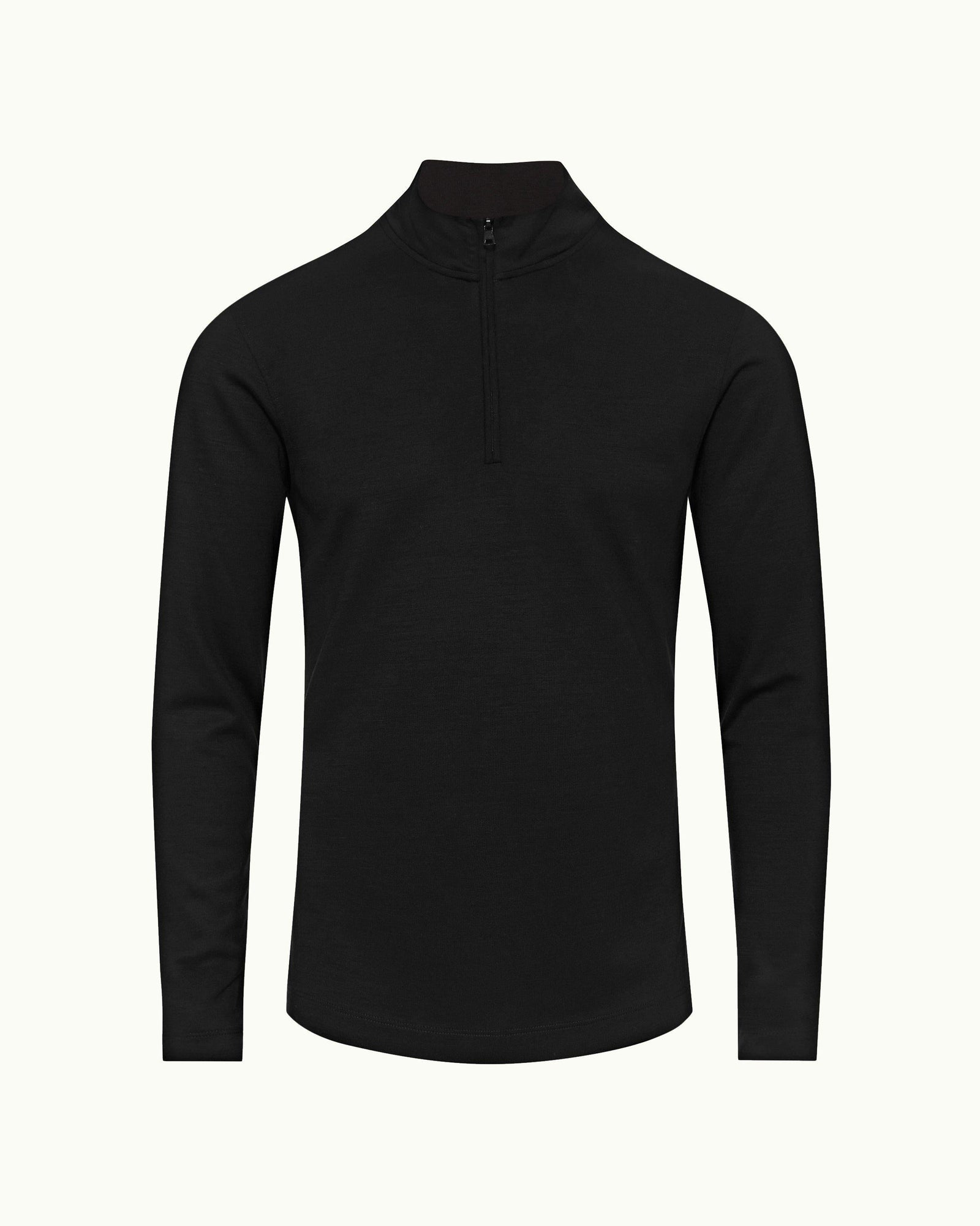 Black Tailored Fit Lyocell Wool Pullover | Black