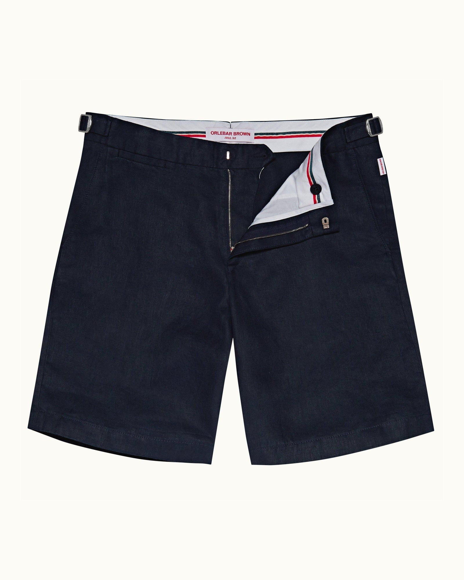 Norwich Linen Navy Tailored Fit O.B Stripe Linen Shorts | Navy
