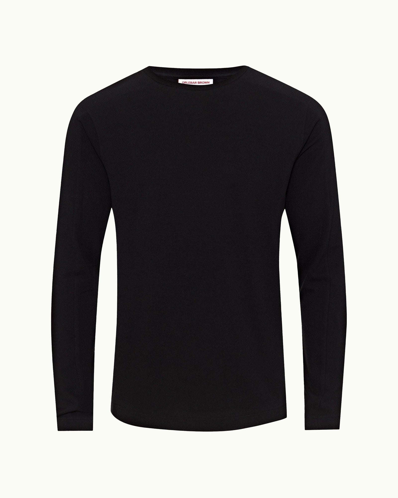 Black Classic Fit Crewneck Long-Sleeve Ice Wool T-shirt | Black