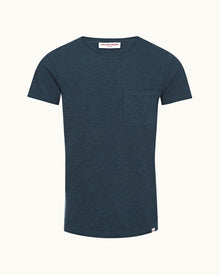 Nocturnal Navy Crew Neck Garment Dye Cotton T-shirt | Nocturnal Navy
