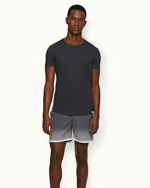 Night Iris Tailored Fit Crewneck Cotton-Silk T-shirt | Night Iris