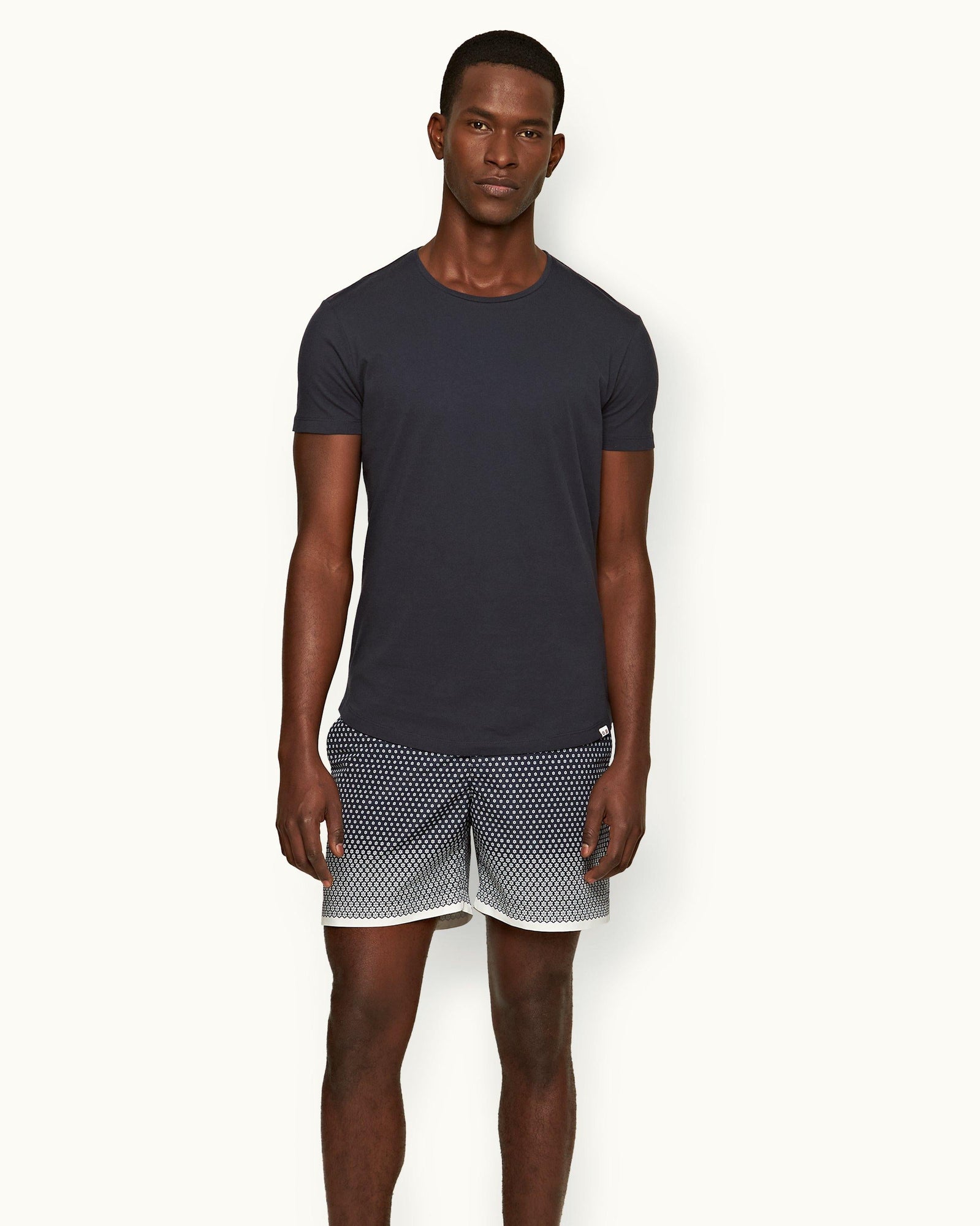 Night Iris Tailored Fit Crewneck Cotton-Silk T-shirt | Night Iris