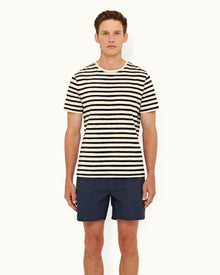 Cloud/Night Iris Stripe Tailored Fit Crew Neck T-shirt | Cloud/Night Iris