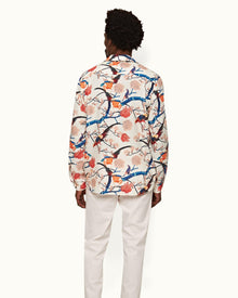 White Sand Relaxed Fit Classic Collar Open Placket Flight Of Fantasy Shirt | White Sand