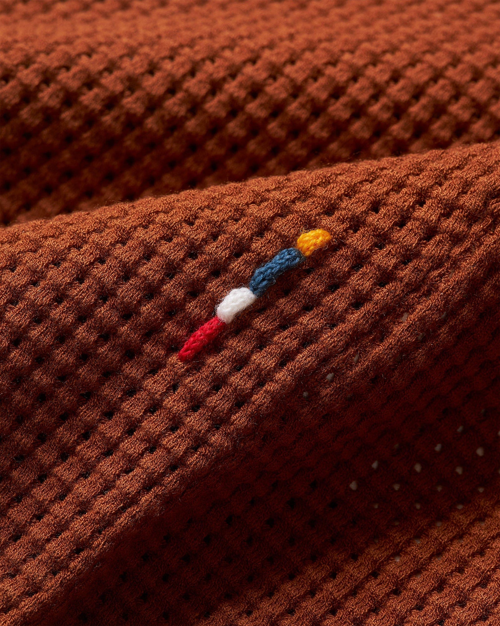 Roddy Tailored Fit Waffle Mesh Stitch Polo Shirt Knitted In Italy in Cinnamon Coffee colour | Cinnamon Coffee