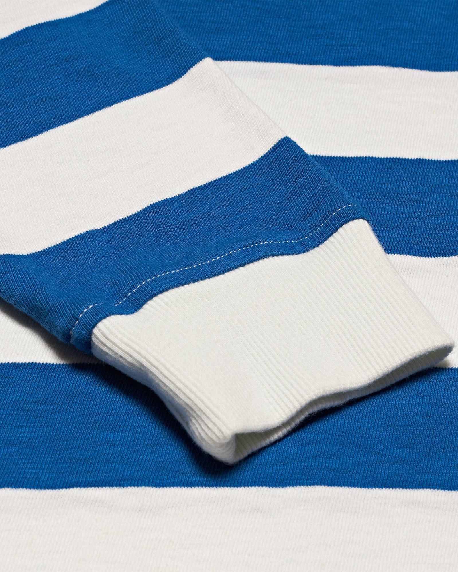 Kids | Signal Blue/Sea Mist Stripe Long-Sleeve Polo shirt | Signal Blue/Sea Mist