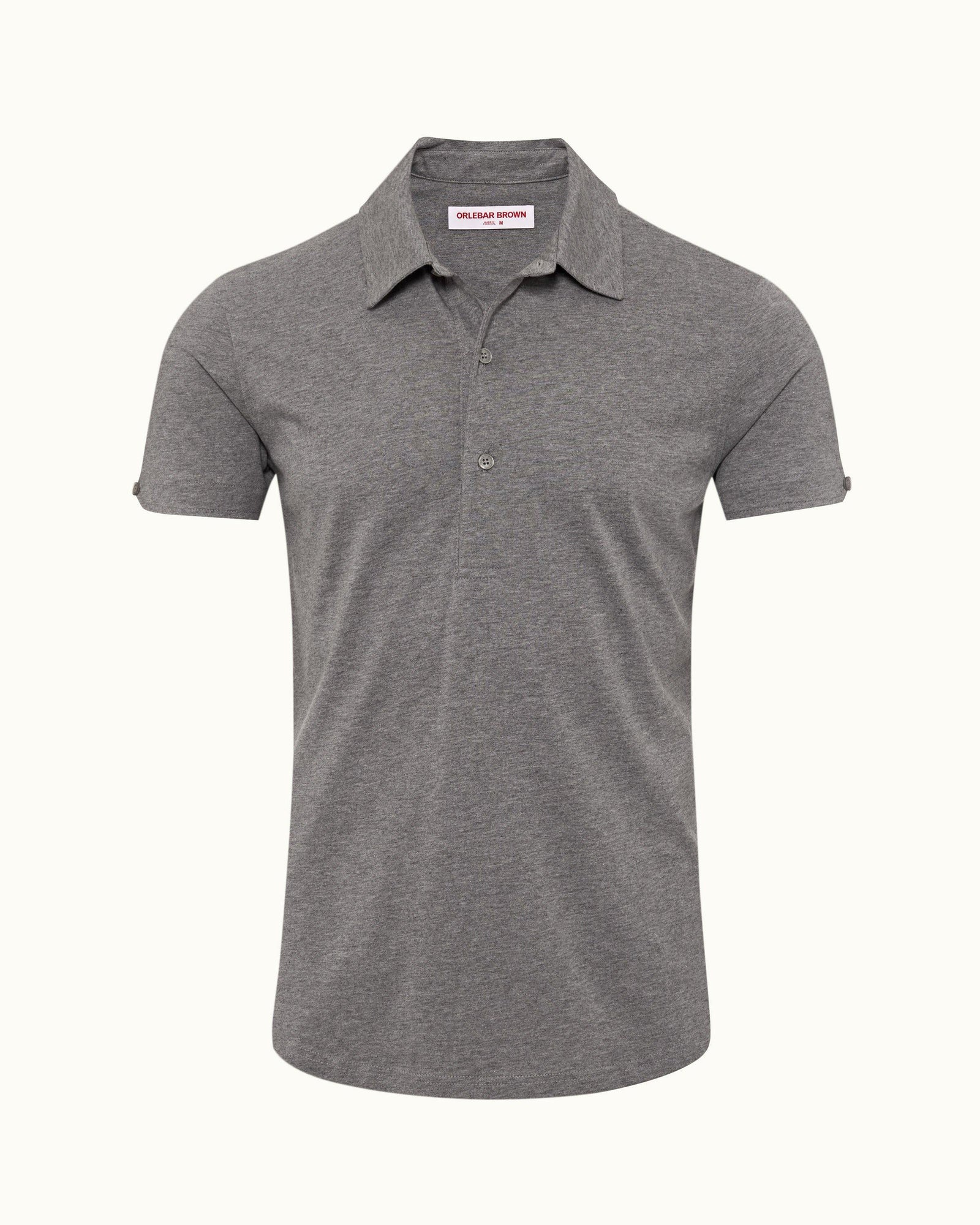 Sebastian Silk Cinder Tailored Fit Short-Sleeve Cotton-Silk Polo Shirt | Cinder