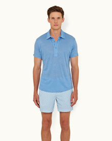Sebastian Linen Mirage Blue Tailored Fit Linen Polo Shirt | Mirage Blue