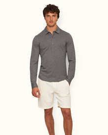 Cinder Tailored Fit Long-Sleeve Cotton-Silk Polo Shirt | Cinder