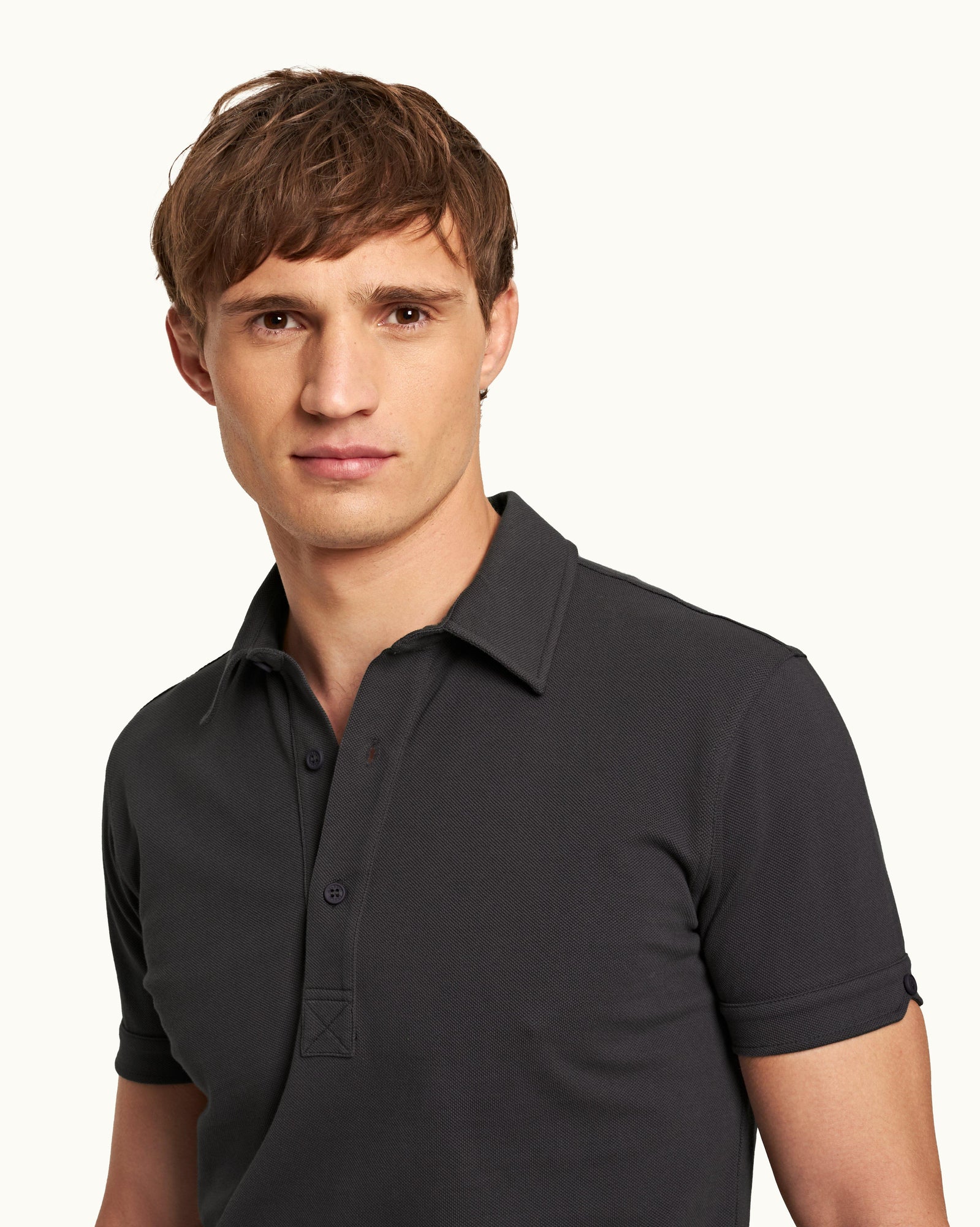 Piranha Grey Tailored Fit Cotton Polo Shirt | Piranha Grey