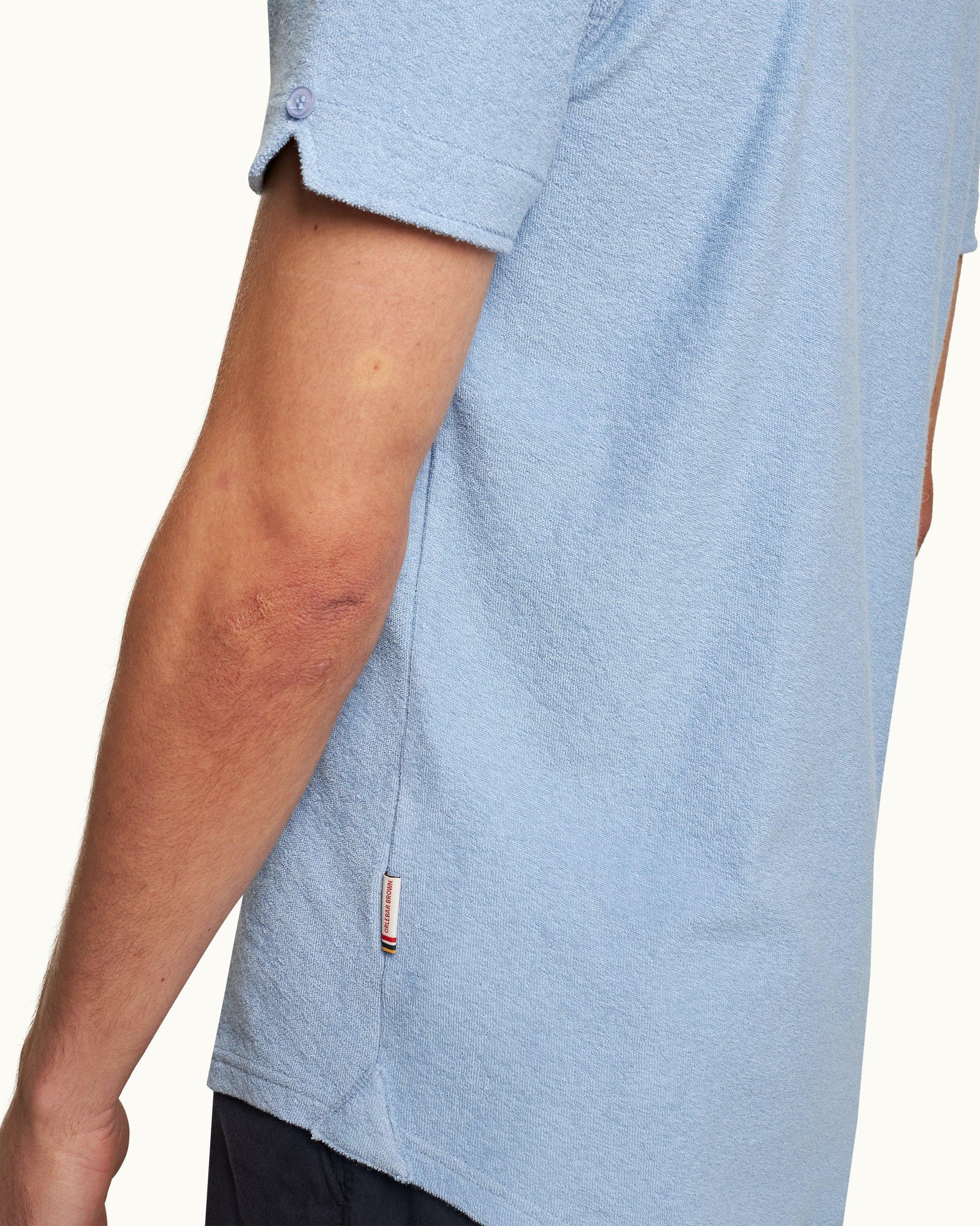 Sebastian  Towelling Tailored Fit Organic Cotton Towelling Polo Shirt In Cashew Colour | Blue Ash