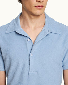 Sebastian  Towelling Tailored Fit Organic Cotton Towelling Polo Shirt In Cashew Colour | Blue Ash