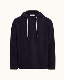Sennett Towelling Navy Classic Fit Hooded Towelling Sweatshirt | Navy