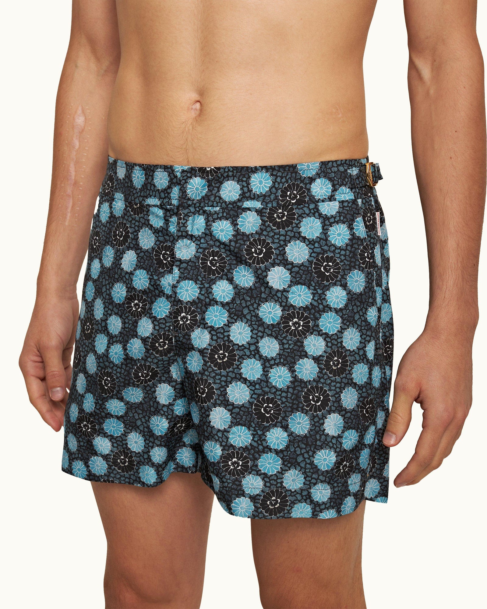 Setter Daisy Print Shorter-Length Swim Shorts In Springfield Blue | Springfield Blue