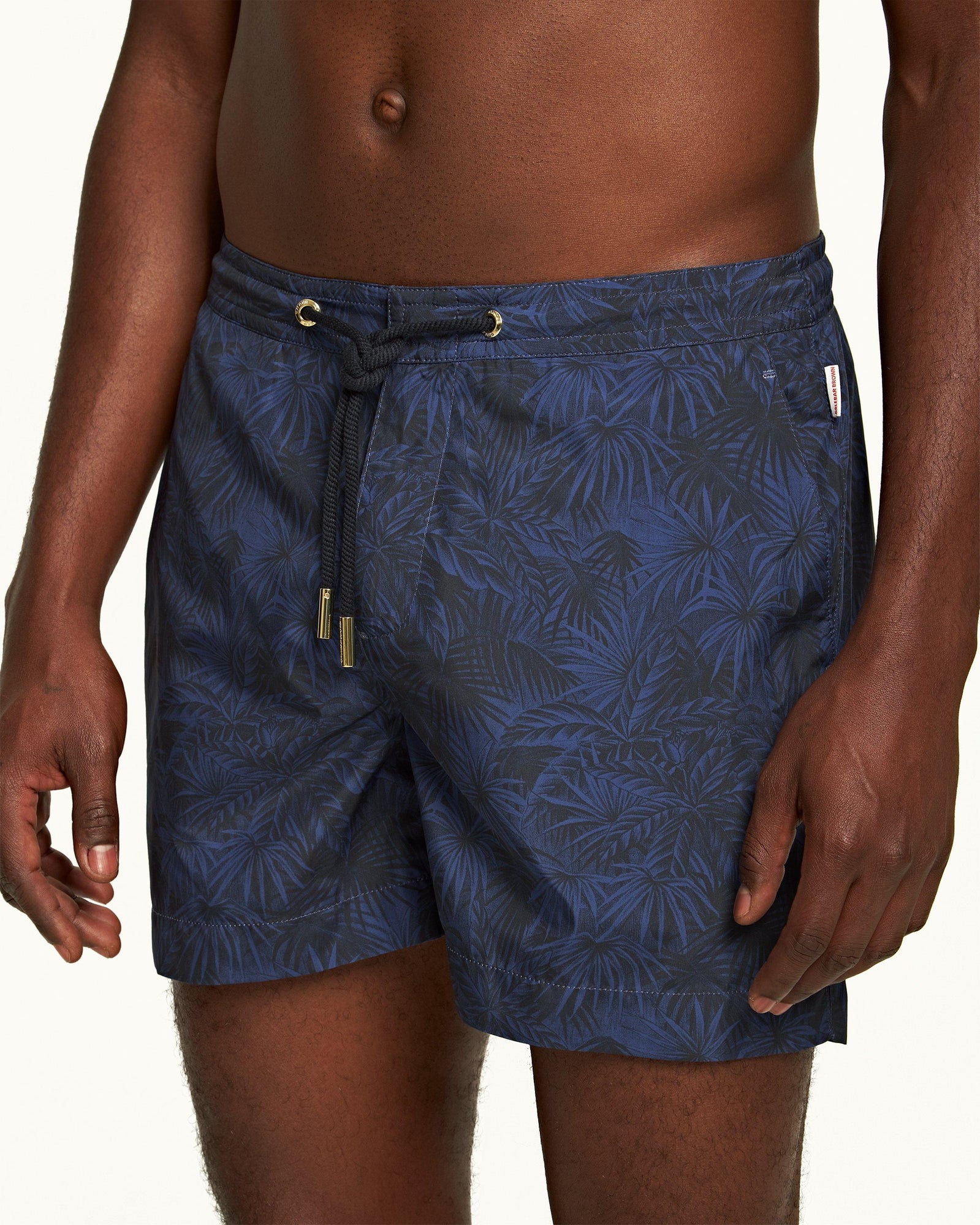 Setter Drawcord Midnight Navy Palmed Shorter-Length Drawcord Swim Shorts | Midnight Navy