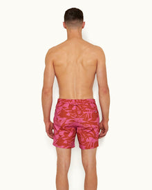 Candy Palmetto Print Mid-Length Drawcord Swim Shorts | Candy