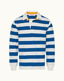 Signal Blue/Matchstick Stripe Classic Fit Long-Sleeve Polo Shirt | Signal Blue/Matchstick