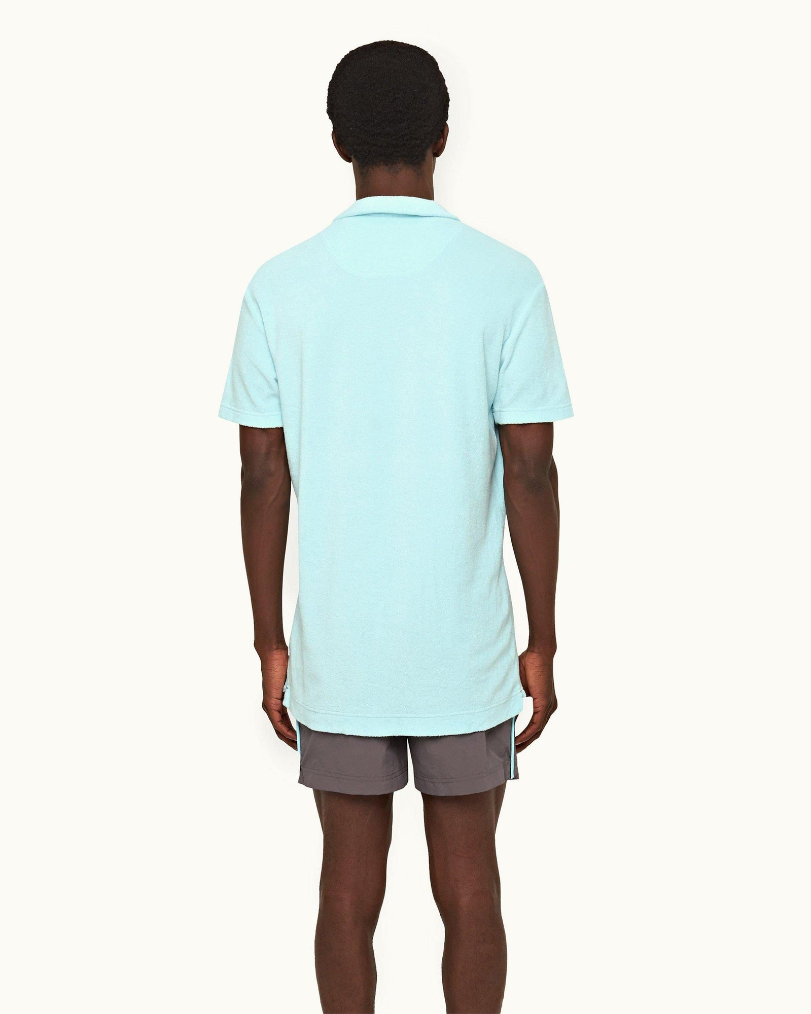 Terry Towelling Clear Sky Tailored Fit Resort Towelling Polo Shirt | Clear Sky