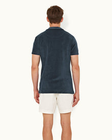 Terry Towelling Nocturnal Navy Tailored Fit Towelling Resort Polo Shirt | Nocturnal Navy