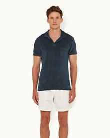 Terry Towelling Nocturnal Navy Tailored Fit Towelling Resort Polo Shirt | Nocturnal Navy