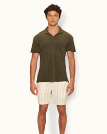 Terry Towelling Palm Tailored Fit Organic Cotton Towelling Resort Polo Shirt | Palm