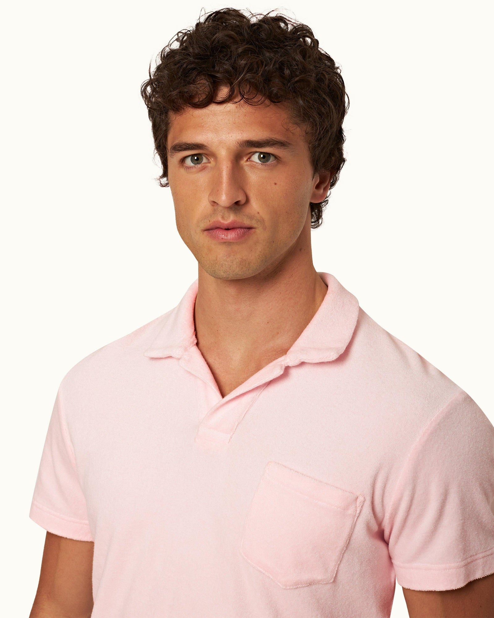 Terry Towelling Rose Tailored Fit Organic Cotton Towelling Resort Polo Shirt | Rose