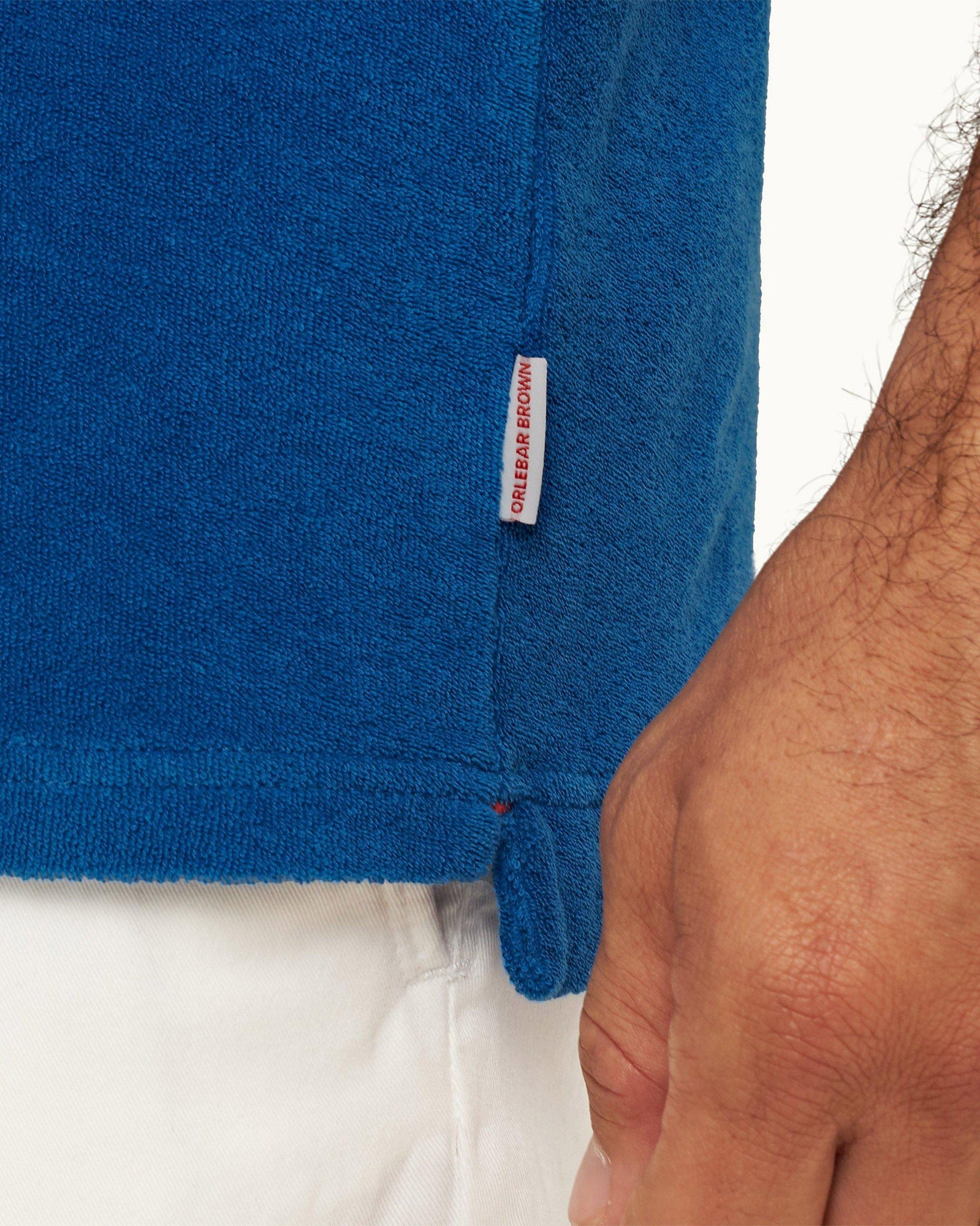 Terry Towelling Signal Blue Tailored Fit Towelling Resort Polo Shirt | Signal Blue