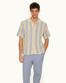 Thomas Crochet Stripe Organic Cotton Shirt | Light Sky Pool/White Sand