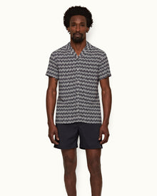 Night Iris/White Capri Collar Chevron Shirt | Night Iris/White