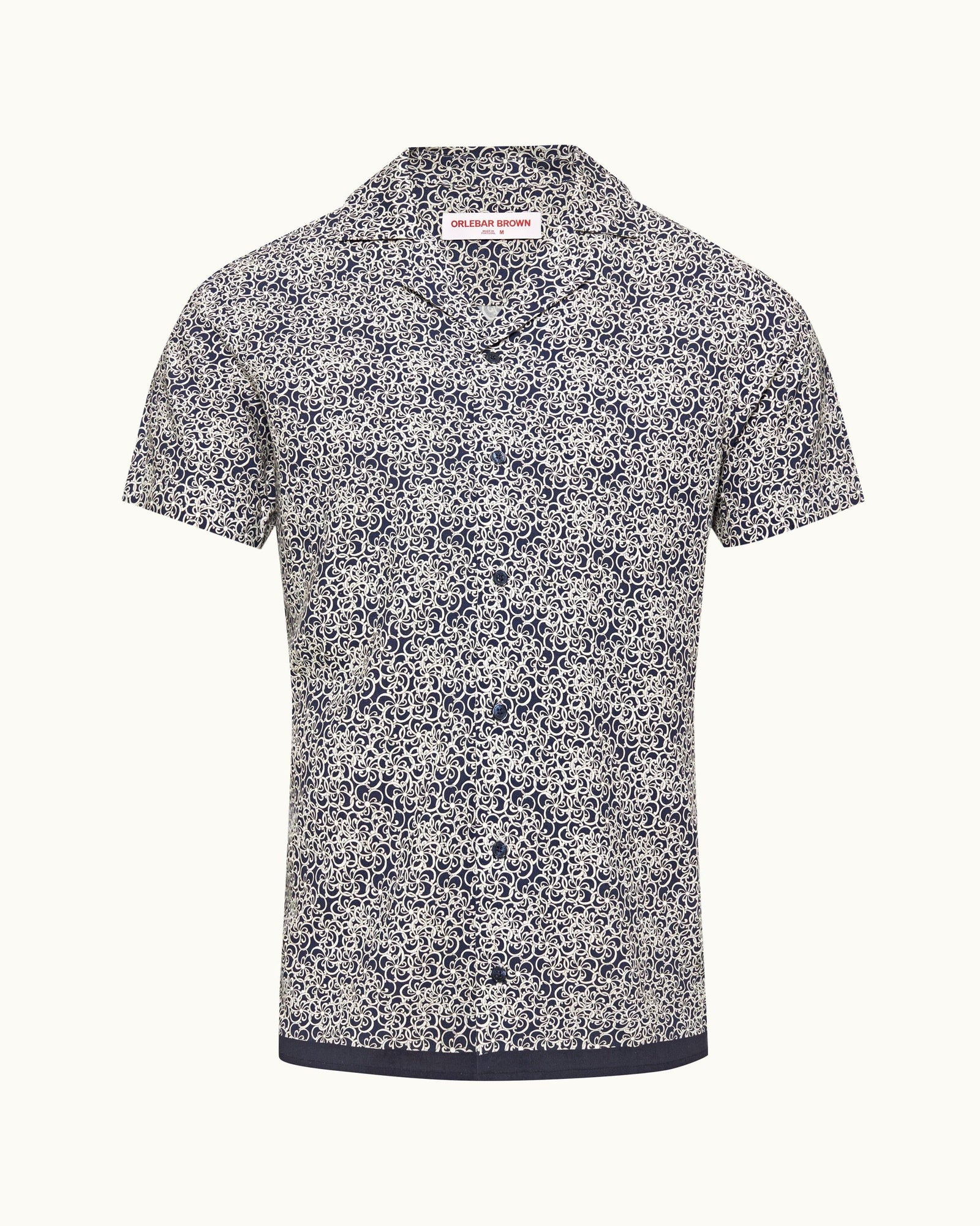 Midnight Navy Floral Print Capri Collar Shirt | Midnight Navy