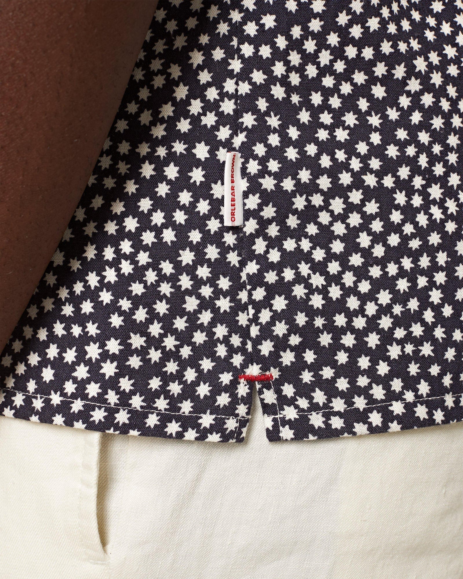 Travis Towelling Star Print Capri Collar Shirt In Night Iris Blue | Night Iris