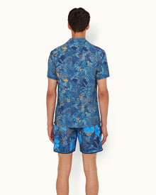Night Iris/Cerulean Tropic Nightfall Print Capri Collar Shirt | Night Iris/Cerulean