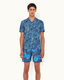 Night Iris/Cerulean Tropic Nightfall Print Capri Collar Shirt | Night Iris/Cerulean